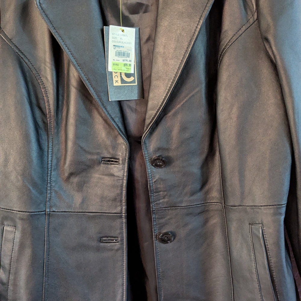R C Comstock Women's Black Leather Blazer Size X Large